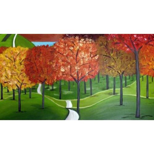 Nieuw handgeschilderd 3D schilderij/rood/groen/geel