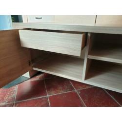 TV Meubel, strak design, grijs eiken, 187x54x51,5 (bxhxd)
