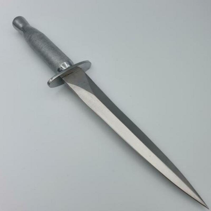 Commado Knife Britisch Lederen Schede Verchroomd Handvat mes