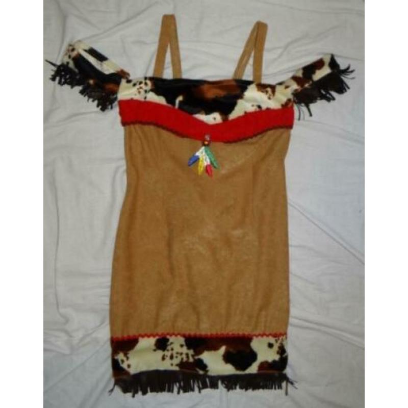Leuke bruin/wit/zwarte INDIANEN/NATIVE AMERICAN jurk (2x)