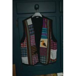 Mouwloos vest / gilet Ecuador 50 % wol Boho hippie
