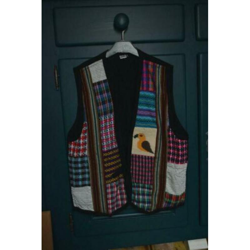 Mouwloos vest / gilet Ecuador 50 % wol Boho hippie