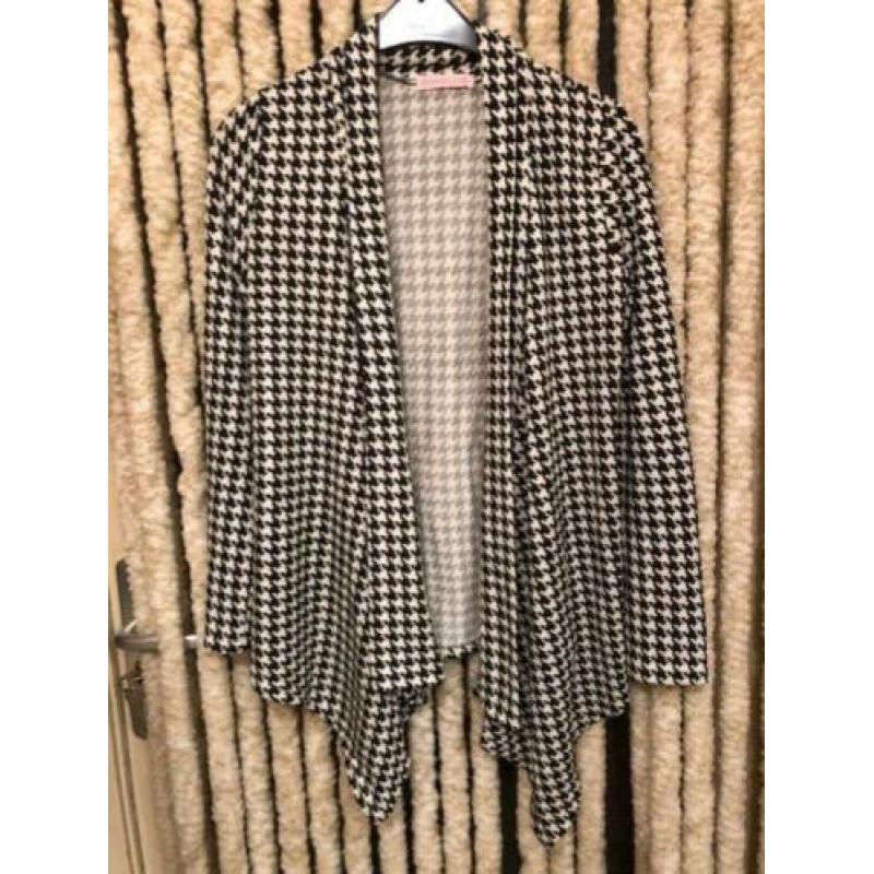 Ka61 BOH-LOVE zwart/wit geruit petit pain vest maat M/L oks