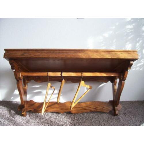 Massief houten wandkapstok, eikenhout, jaren 60, LxD 104x55