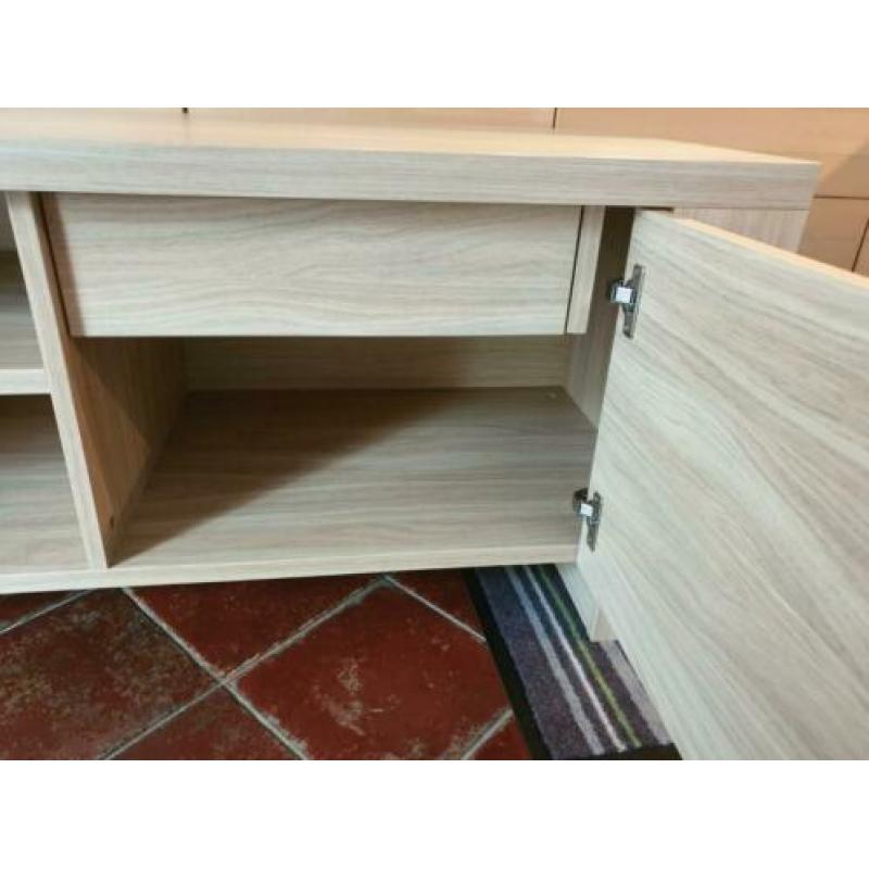 TV Meubel, strak design, grijs eiken, 187x54x51,5 (bxhxd)