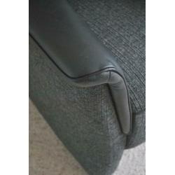 Fauteuil, zwart, stof, leer, als nieuw
