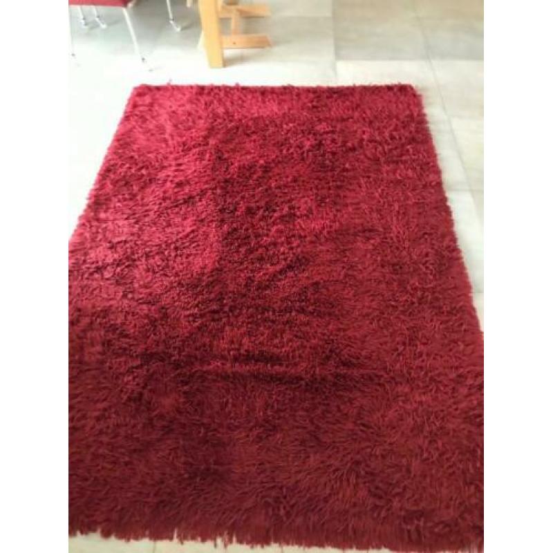 Vloerkleed hoogpolig rood