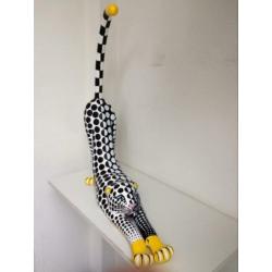 XL beeld Panter luipaard jaguar kat hout zwart&wit