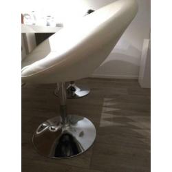 4 witte leren verstelbare lounge fauteuil stoelen