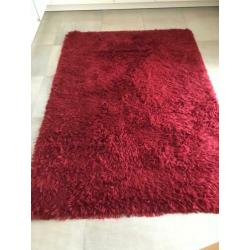 Vloerkleed hoogpolig rood