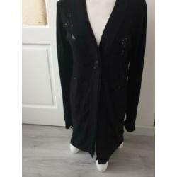 Zwart lang vest met glitter