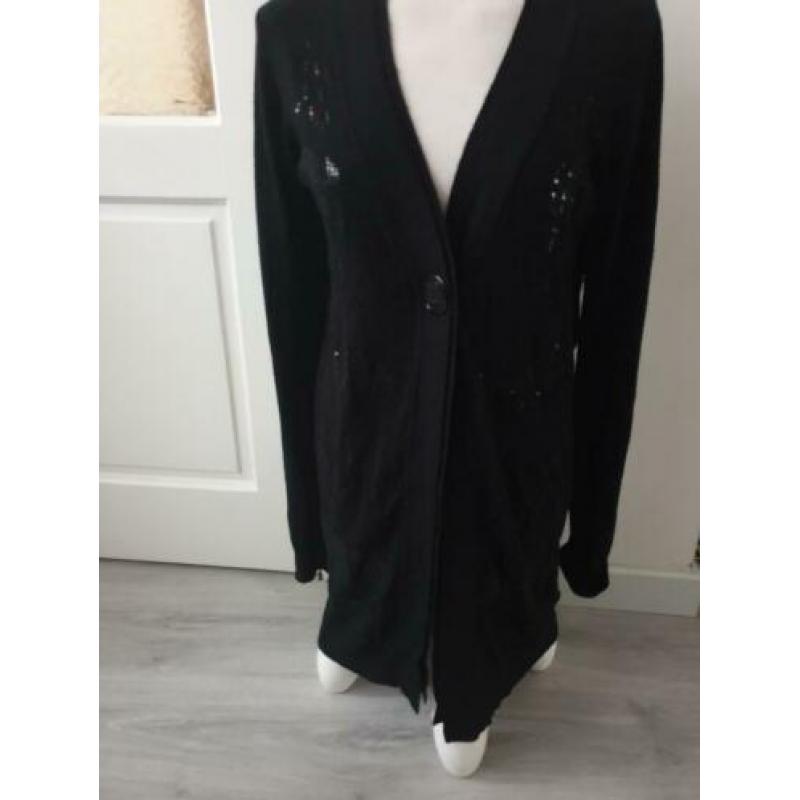 Zwart lang vest met glitter