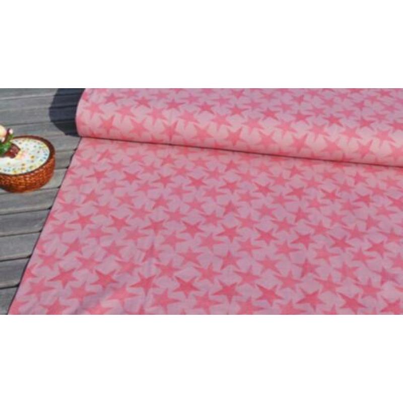 211) 150 x 50 cm Katoen Jersey Ster Oud Roze