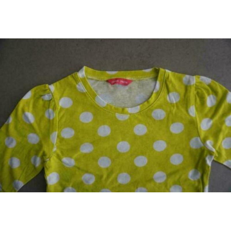 Hema Limegroen Wit Polka Shirt Shirtje Longsleeve, 110, 116