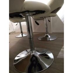 4 witte leren verstelbare lounge fauteuil stoelen
