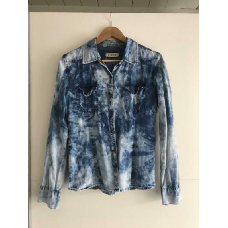 ICHI spijkerblouse M - blauw gevlekt - blouse