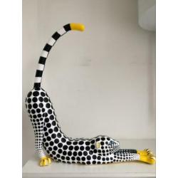 XL beeld Panter luipaard jaguar kat hout zwart&wit