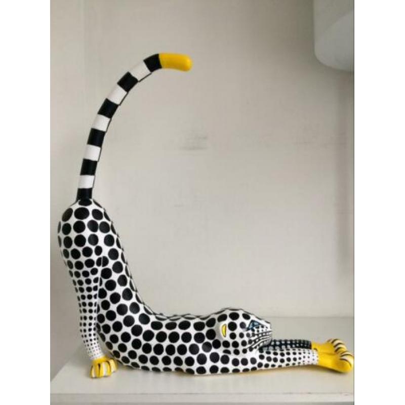 XL beeld Panter luipaard jaguar kat hout zwart&wit