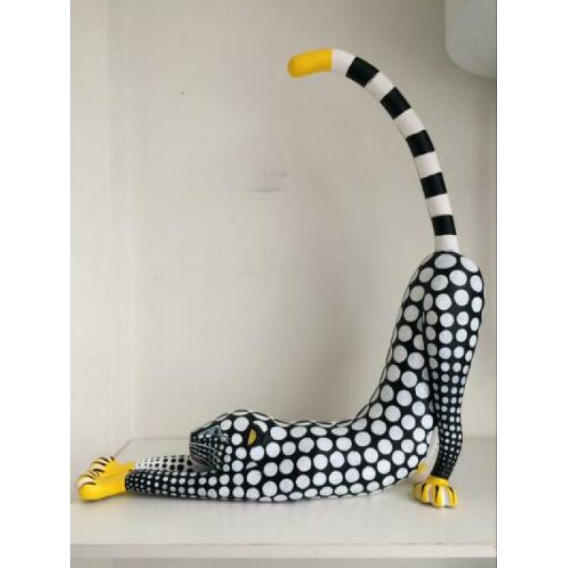 XL beeld Panter luipaard jaguar kat hout zwart&wit