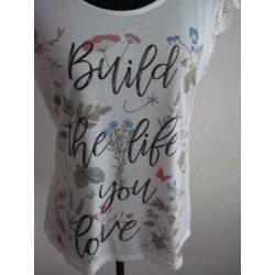* NIEUW * JAZLYN T-SHIRT/TOP Mt L MET KANTEN KAPMOUWTJES