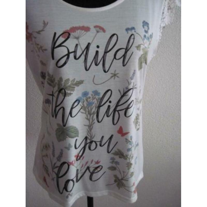 * NIEUW * JAZLYN T-SHIRT/TOP Mt L MET KANTEN KAPMOUWTJES