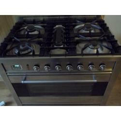 Rvs luxe fornuis Boretti met hete luchtoven 90 cm
