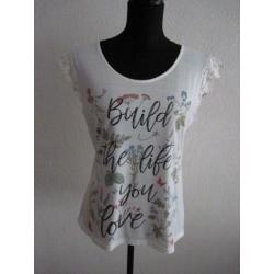 * NIEUW * JAZLYN T-SHIRT/TOP Mt L MET KANTEN KAPMOUWTJES