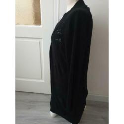 Zwart lang vest met glitter