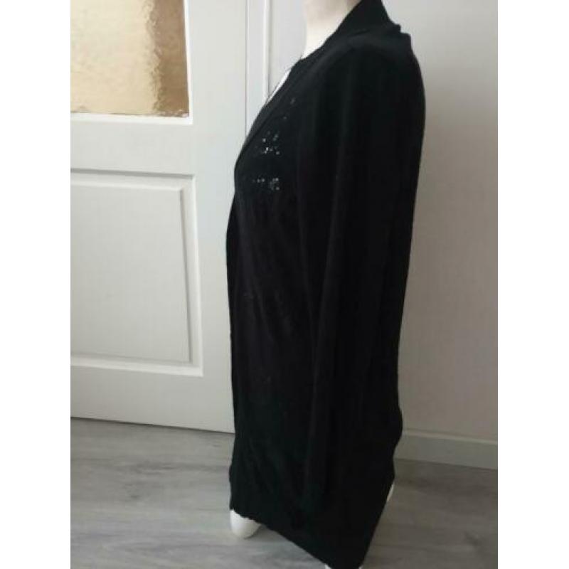 Zwart lang vest met glitter