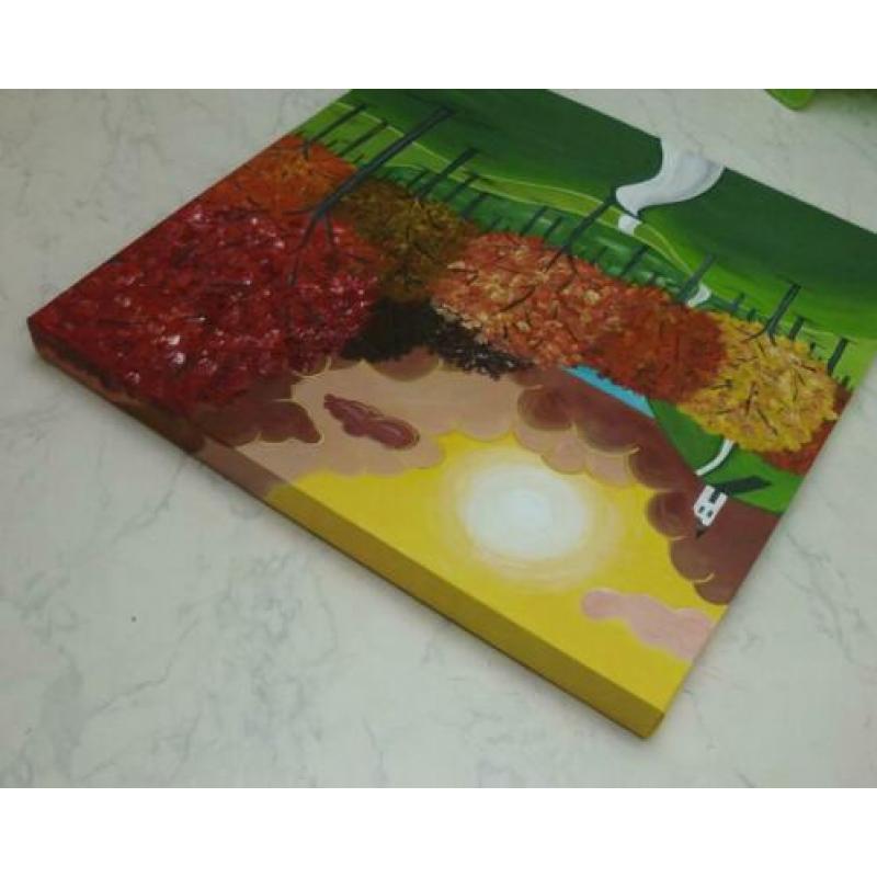 Nieuw handgeschilderd 3D schilderij/rood/groen/geel
