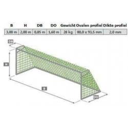 Aluminium Voetbaldoel Calzio Elite 300 cm | Voetbalgoal 849