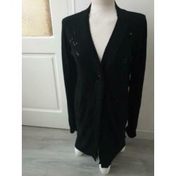 Zwart lang vest met glitter