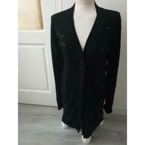 Zwart lang vest met glitter