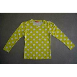 Hema Limegroen Wit Polka Shirt Shirtje Longsleeve, 110, 116