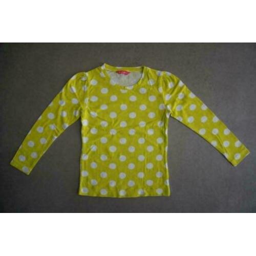 Hema Limegroen Wit Polka Shirt Shirtje Longsleeve, 110, 116