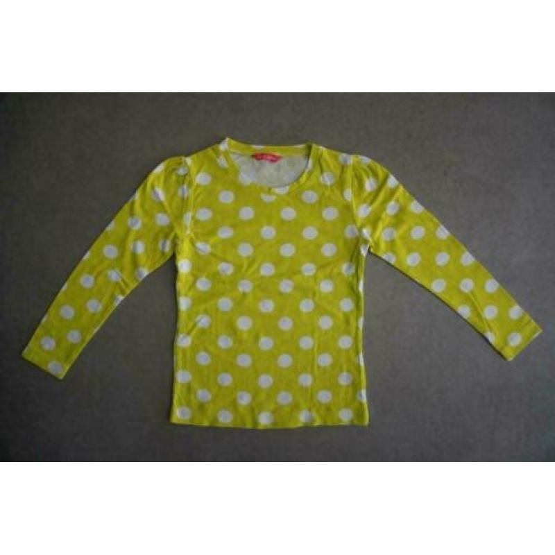 Hema Limegroen Wit Polka Shirt Shirtje Longsleeve, 110, 116