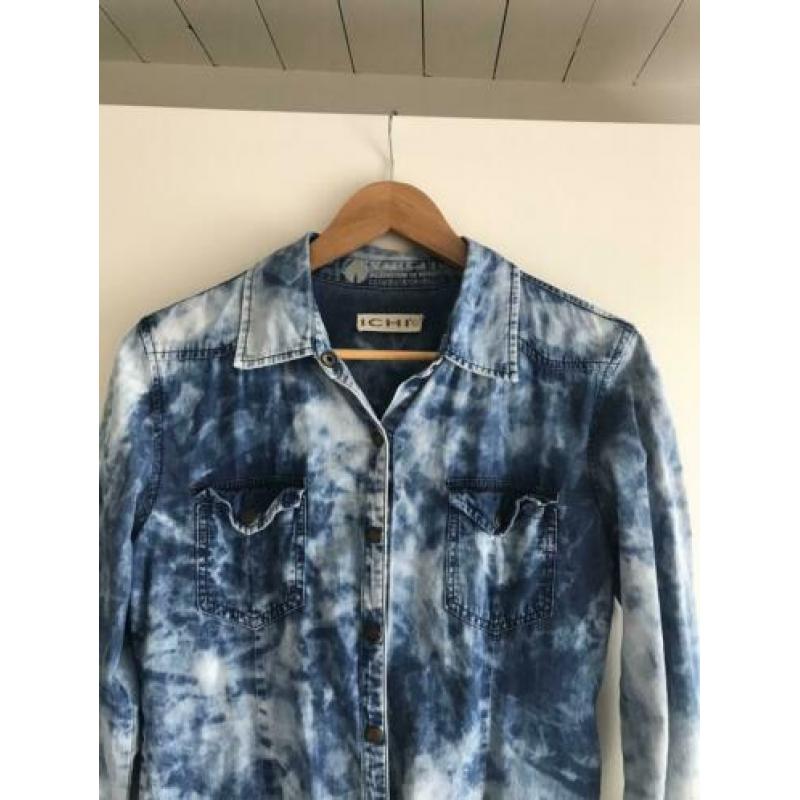 ICHI spijkerblouse M - blauw gevlekt - blouse