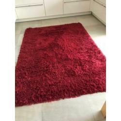 Vloerkleed hoogpolig rood