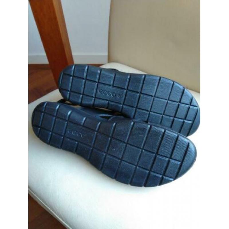 Zwart leren dames sandalen, ECCO