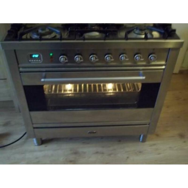Rvs luxe fornuis Boretti met hete luchtoven 90 cm