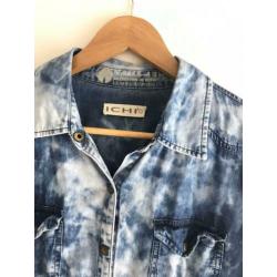 ICHI spijkerblouse M - blauw gevlekt - blouse