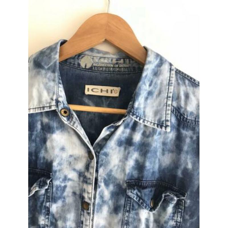 ICHI spijkerblouse M - blauw gevlekt - blouse