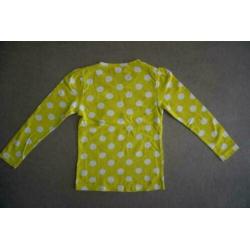 Hema Limegroen Wit Polka Shirt Shirtje Longsleeve, 110, 116