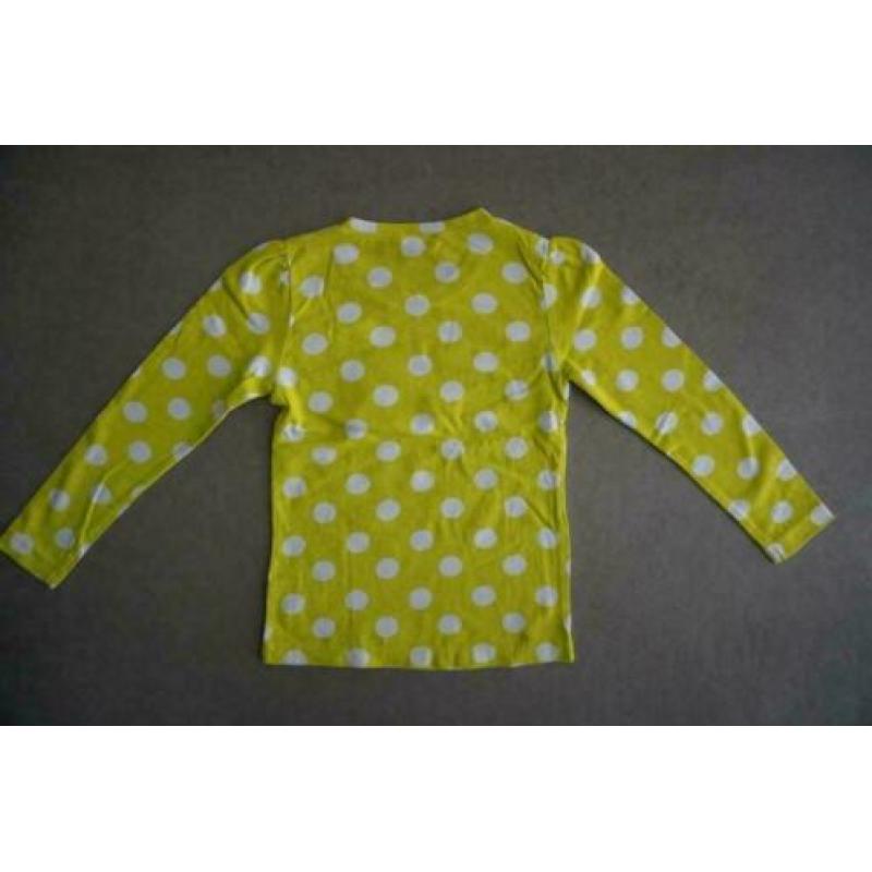 Hema Limegroen Wit Polka Shirt Shirtje Longsleeve, 110, 116