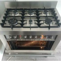 Te koop gasfornuis RvS solitaire 6_pits 90CM oven