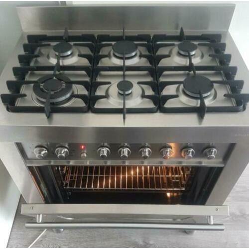 Te koop gasfornuis RvS solitaire 6_pits 90CM oven