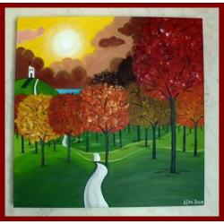 Nieuw handgeschilderd 3D schilderij/rood/groen/geel