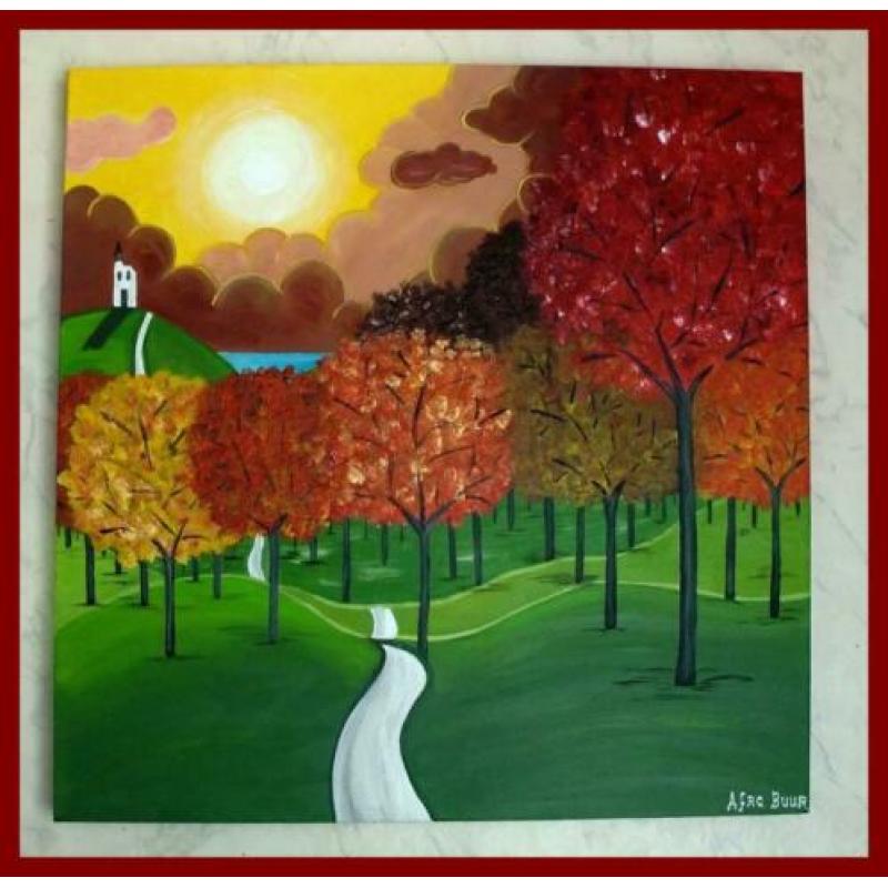 Nieuw handgeschilderd 3D schilderij/rood/groen/geel