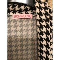 Ka61 BOH-LOVE zwart/wit geruit petit pain vest maat M/L oks