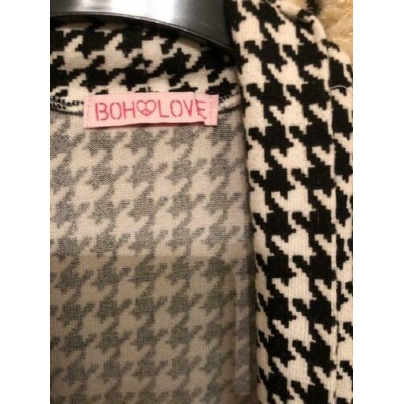 Ka61 BOH-LOVE zwart/wit geruit petit pain vest maat M/L oks